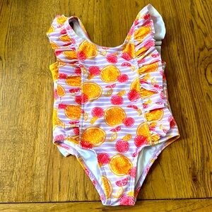 Andy & Evan girls 5T Grapefruit Ruffle swimsuit